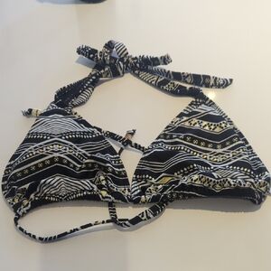 Women's Black, White, Gold Patterned Triangle Bikini Top - Sz L Great condition